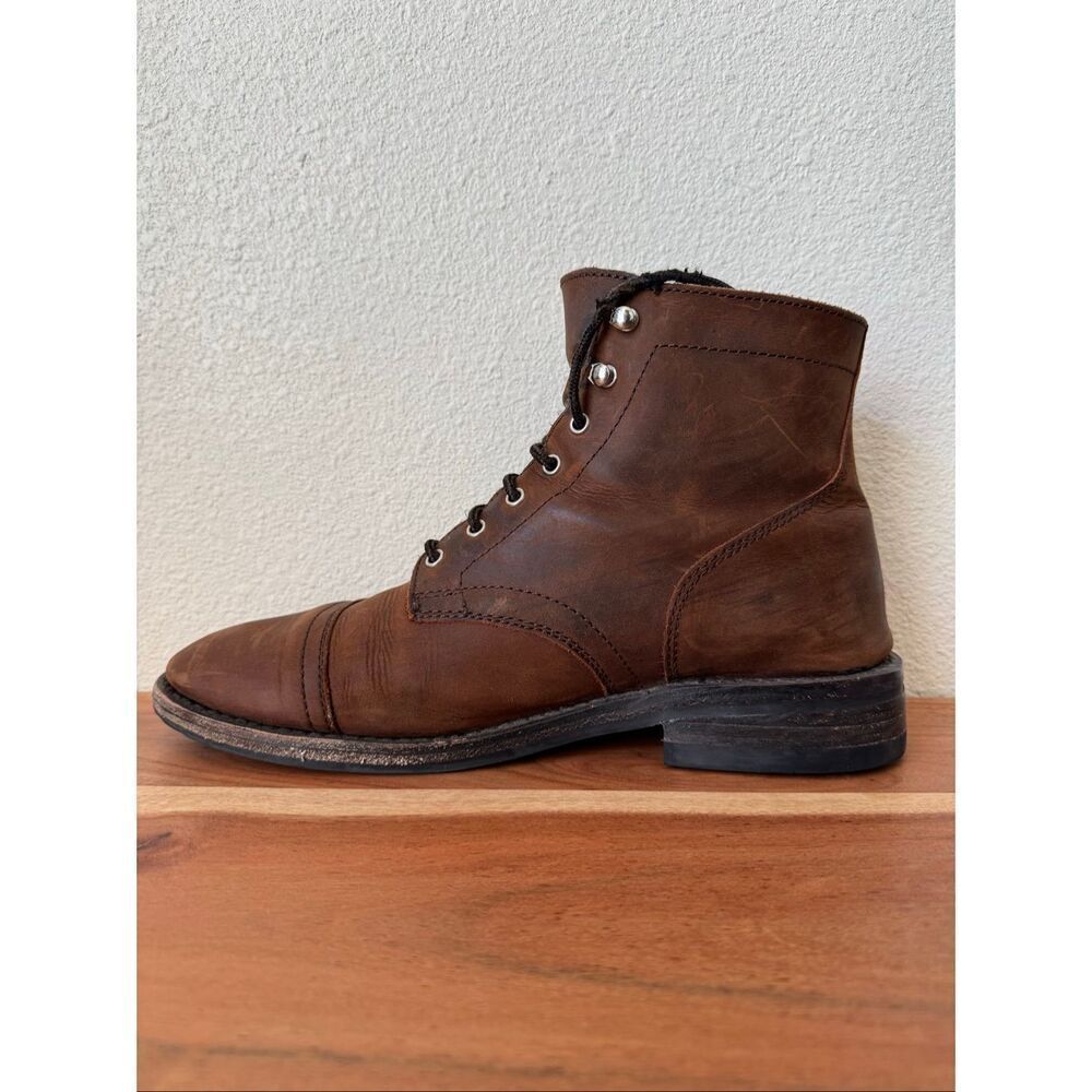 Thursday Boot Company Rustic Brown Cap-Toe Lace-Up Boots